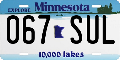 MN license plate 067SUL
