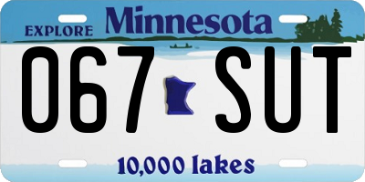MN license plate 067SUT
