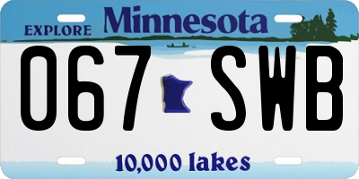 MN license plate 067SWB