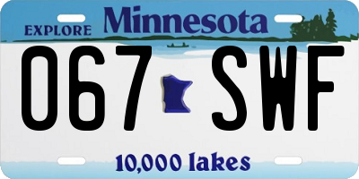 MN license plate 067SWF