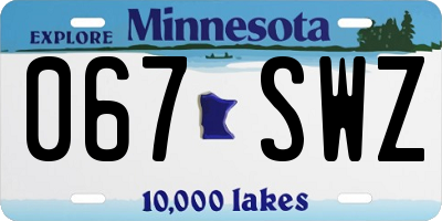 MN license plate 067SWZ
