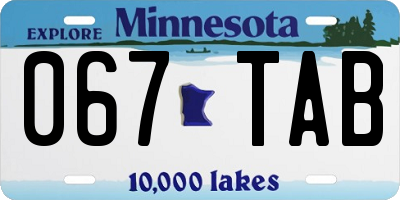MN license plate 067TAB