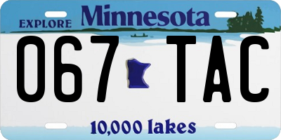MN license plate 067TAC