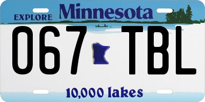 MN license plate 067TBL