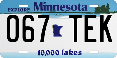 MN license plate 067TEK