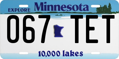 MN license plate 067TET