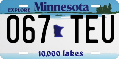 MN license plate 067TEU