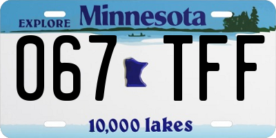 MN license plate 067TFF