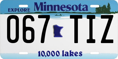 MN license plate 067TIZ
