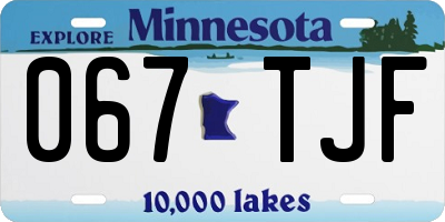 MN license plate 067TJF