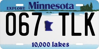 MN license plate 067TLK