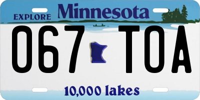 MN license plate 067TOA