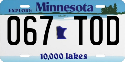 MN license plate 067TOD