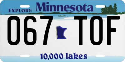 MN license plate 067TOF