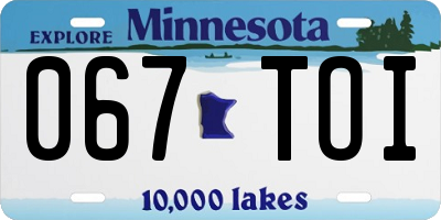 MN license plate 067TOI