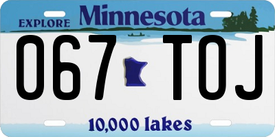 MN license plate 067TOJ