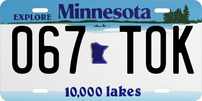 MN license plate 067TOK