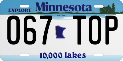 MN license plate 067TOP