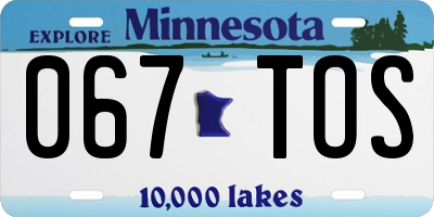 MN license plate 067TOS