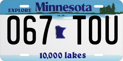 MN license plate 067TOU