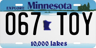 MN license plate 067TOY