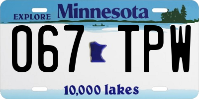 MN license plate 067TPW