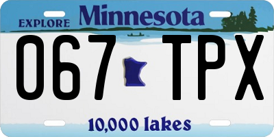 MN license plate 067TPX