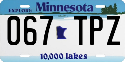 MN license plate 067TPZ