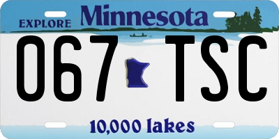 MN license plate 067TSC