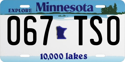 MN license plate 067TSO