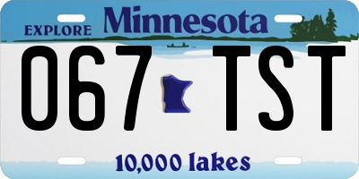 MN license plate 067TST