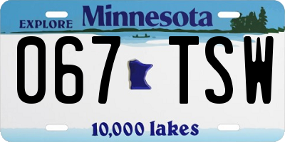 MN license plate 067TSW