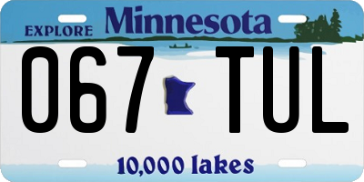 MN license plate 067TUL