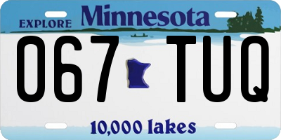 MN license plate 067TUQ