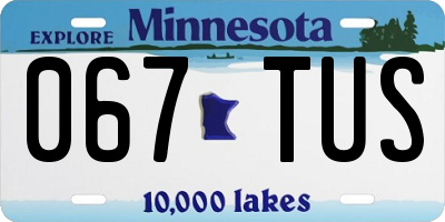 MN license plate 067TUS