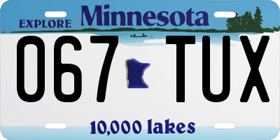 MN license plate 067TUX