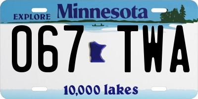 MN license plate 067TWA