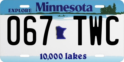 MN license plate 067TWC