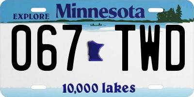 MN license plate 067TWD