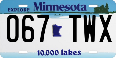 MN license plate 067TWX