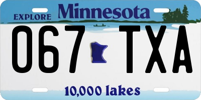 MN license plate 067TXA
