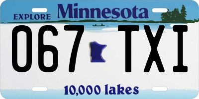 MN license plate 067TXI