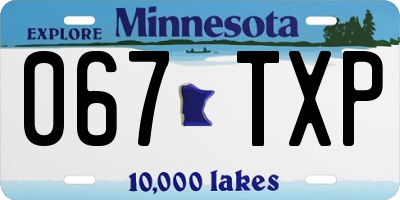 MN license plate 067TXP