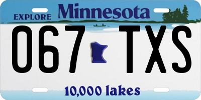 MN license plate 067TXS