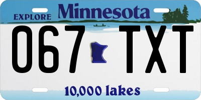 MN license plate 067TXT