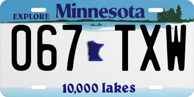 MN license plate 067TXW