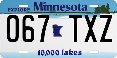 MN license plate 067TXZ