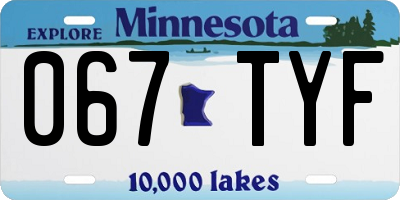 MN license plate 067TYF