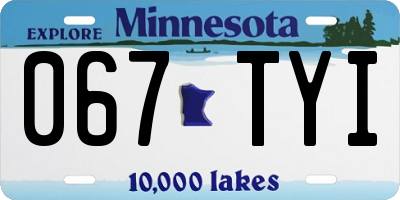 MN license plate 067TYI