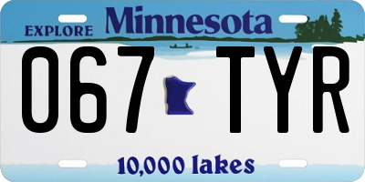 MN license plate 067TYR